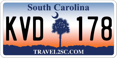 SC license plate KVD178