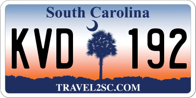 SC license plate KVD192