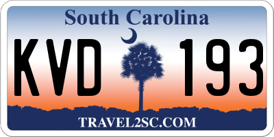 SC license plate KVD193