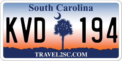 SC license plate KVD194