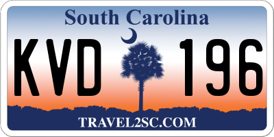 SC license plate KVD196