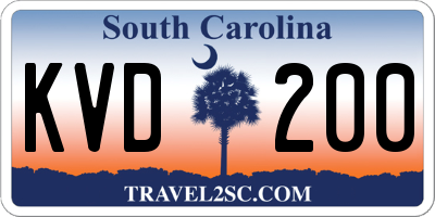 SC license plate KVD200