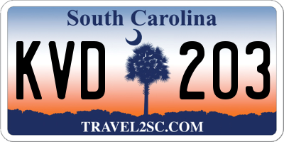 SC license plate KVD203