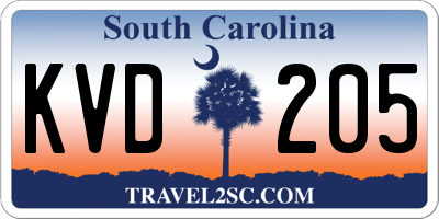 SC license plate KVD205