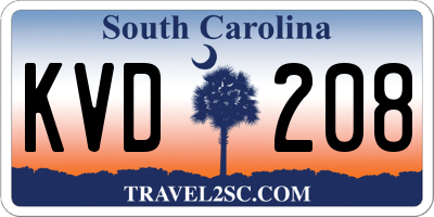 SC license plate KVD208
