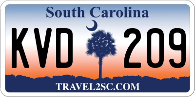 SC license plate KVD209