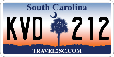 SC license plate KVD212