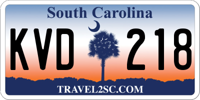 SC license plate KVD218