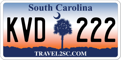 SC license plate KVD222