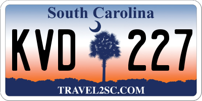 SC license plate KVD227