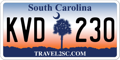 SC license plate KVD230
