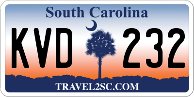 SC license plate KVD232