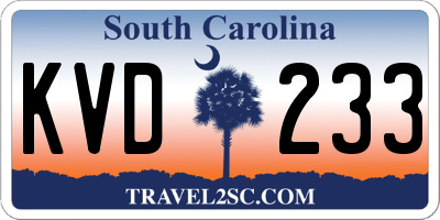 SC license plate KVD233