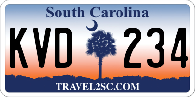 SC license plate KVD234