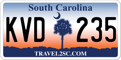SC license plate KVD235
