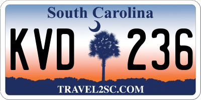 SC license plate KVD236