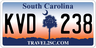 SC license plate KVD238