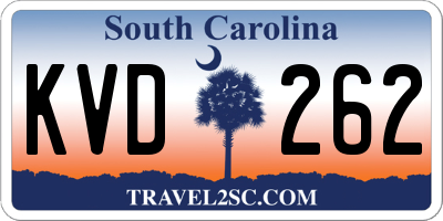 SC license plate KVD262