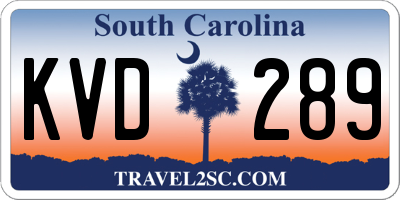 SC license plate KVD289