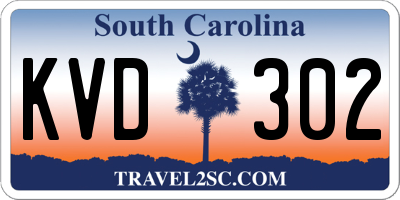 SC license plate KVD302