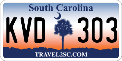 SC license plate KVD303