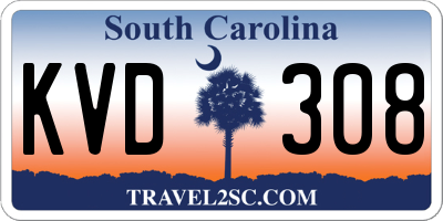SC license plate KVD308