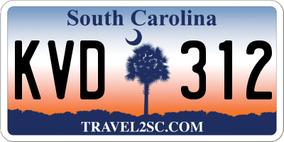 SC license plate KVD312