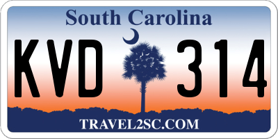 SC license plate KVD314