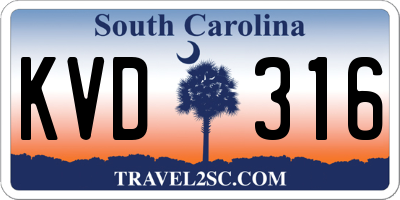 SC license plate KVD316