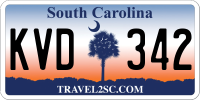 SC license plate KVD342