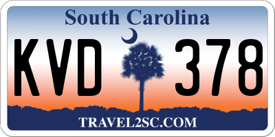 SC license plate KVD378