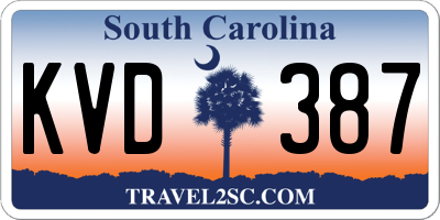 SC license plate KVD387