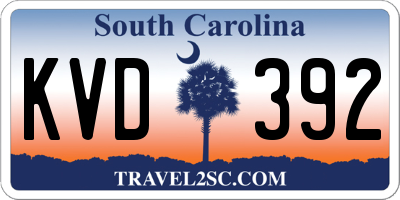 SC license plate KVD392