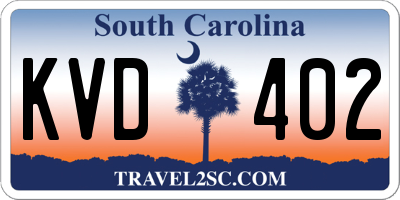 SC license plate KVD402