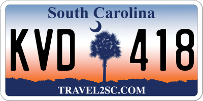 SC license plate KVD418