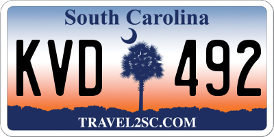 SC license plate KVD492