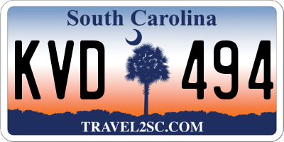 SC license plate KVD494