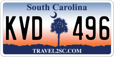 SC license plate KVD496