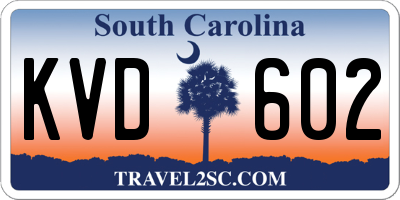 SC license plate KVD602