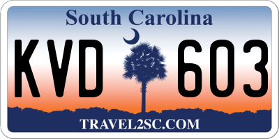 SC license plate KVD603