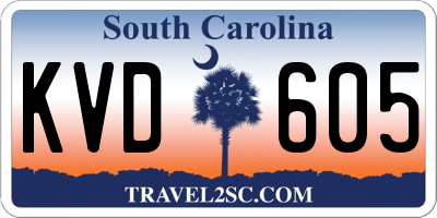 SC license plate KVD605