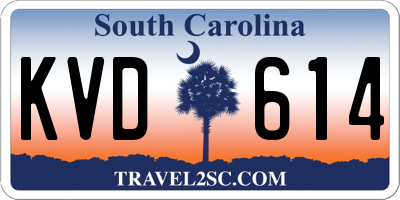 SC license plate KVD614