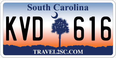 SC license plate KVD616