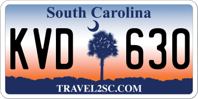 SC license plate KVD630