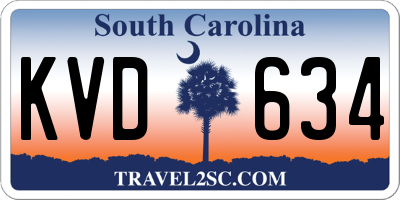 SC license plate KVD634