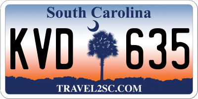 SC license plate KVD635