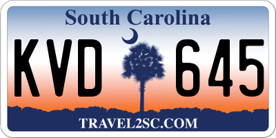 SC license plate KVD645