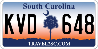 SC license plate KVD648