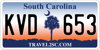 SC license plate KVD653