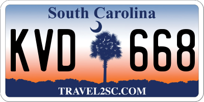 SC license plate KVD668